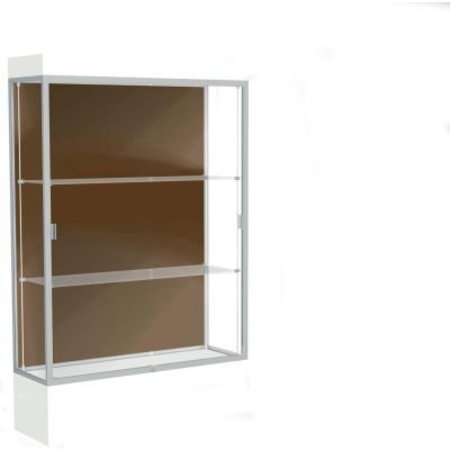 WADDELL DISPLAY CASE OF GHENT Edge Lighted Floor Case, Chocolate Back, Satin Frame, 12" Frosty White Base, 48"W x 76"H x 20"D 94LFCO-SN-FW